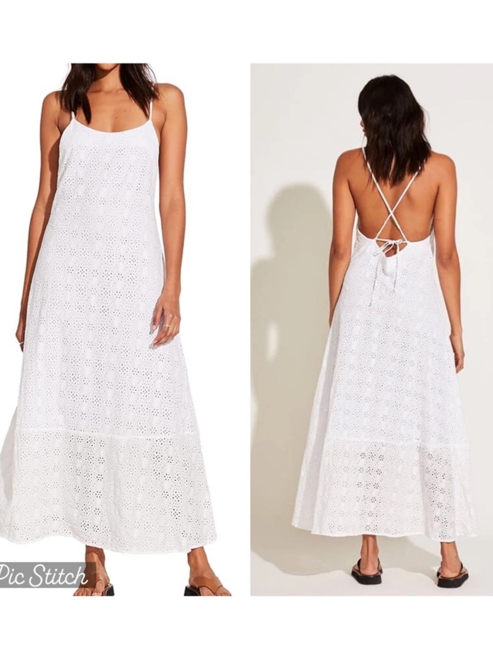 Vitamin A Womens  Mari Linen-Blend Maxi Dress, White, sz M